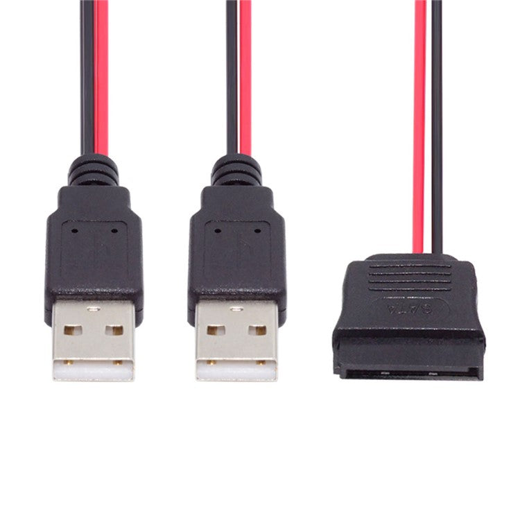 U2-070-2P DC 5V Dual USB to SATA 15-Pin Power Cable for 2.5 inch SATA HDD SSD Disk Driver, 5V 2A Max