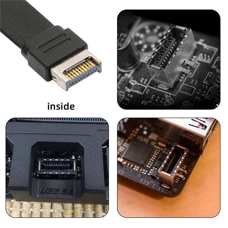 UC-037-20G USB 3.2 Type-E IDC 20Pin Front Panel Header to USB-C Female 0.5m 20Gbps Extension Cable