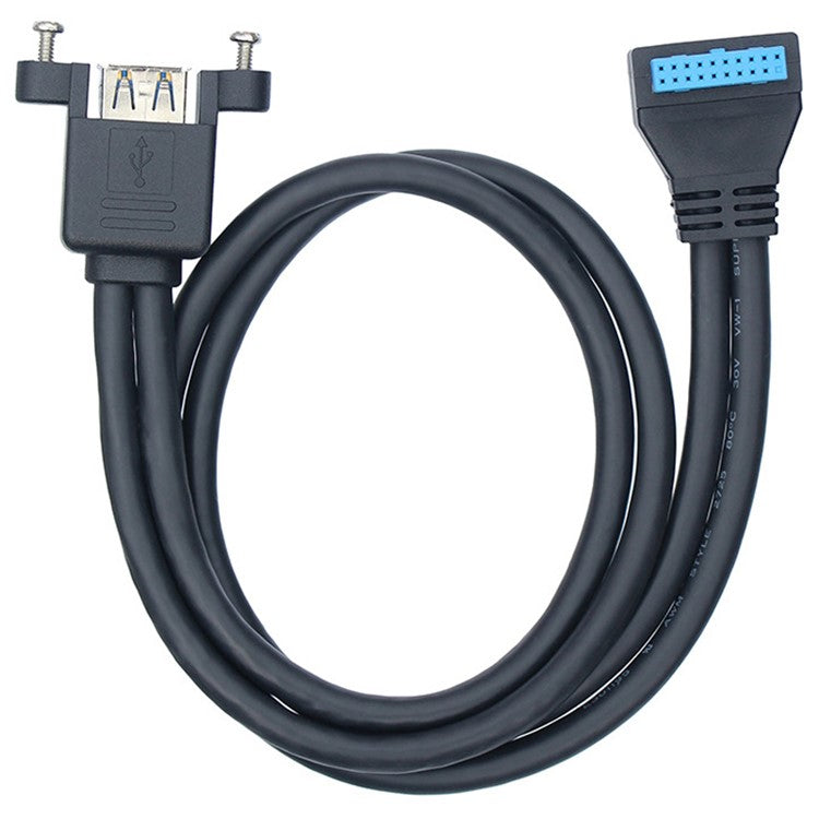 0.5m Double-Layer USB3.0 Connector with Fixed Screw Hole to 20 Pin Elbow Extension Cable