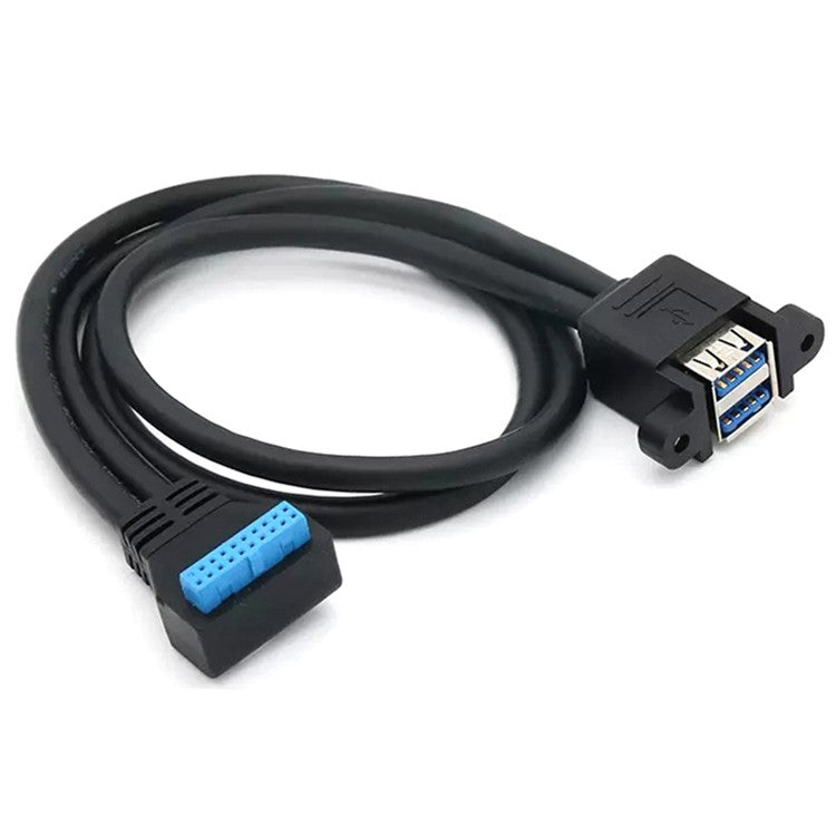 0.5m Double-Layer USB3.0 Connector with Fixed Screw Hole to 20 Pin Elbow Extension Cable