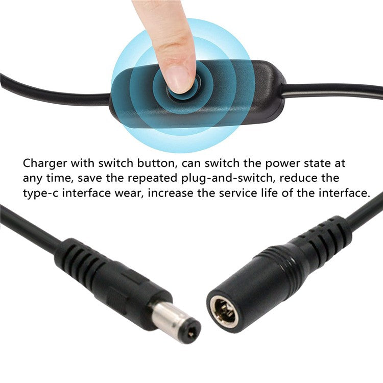PW-012-DC DC Cable with On / Off Power Switch Button DC 5.5x2.1mm Male to Female for DC 5V Desk Lamp Fan Camera
