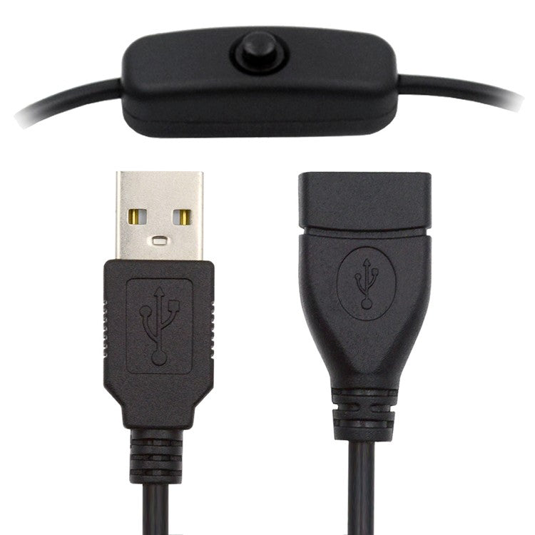 PW-012-AM USB2.0 Cable with On Off Power Switch Button USB Type-A Male to Female for DC 5V Desk Lamp Fan Camera