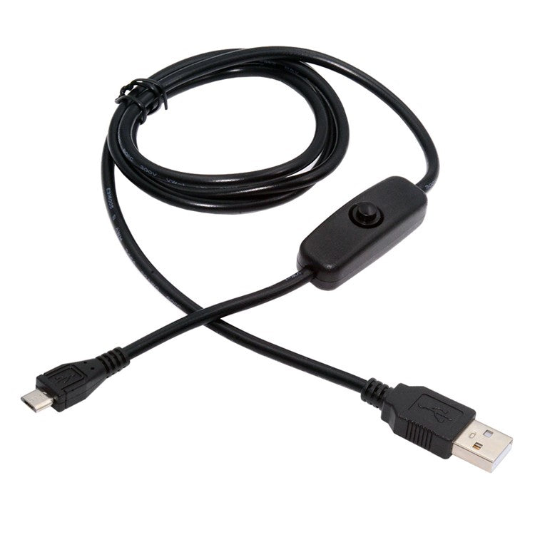 PW-015-MM 1.5m Micro USB Male to USB-A Male Cable with Power On / Off Button for DC5V Desk Lamp Fan Camera