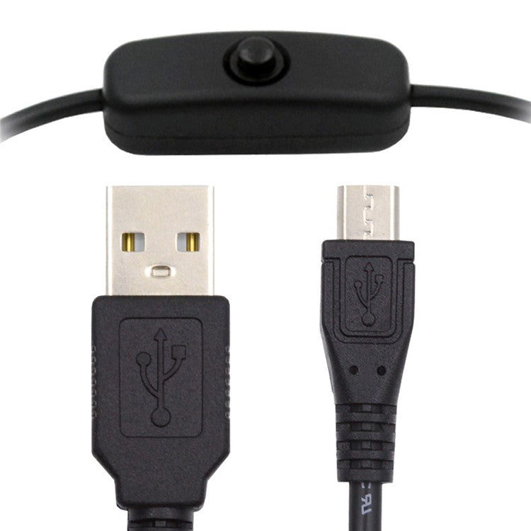 PW-015-MM 1.5m Micro USB Male to USB-A Male Cable with Power On / Off Button for DC5V Desk Lamp Fan Camera