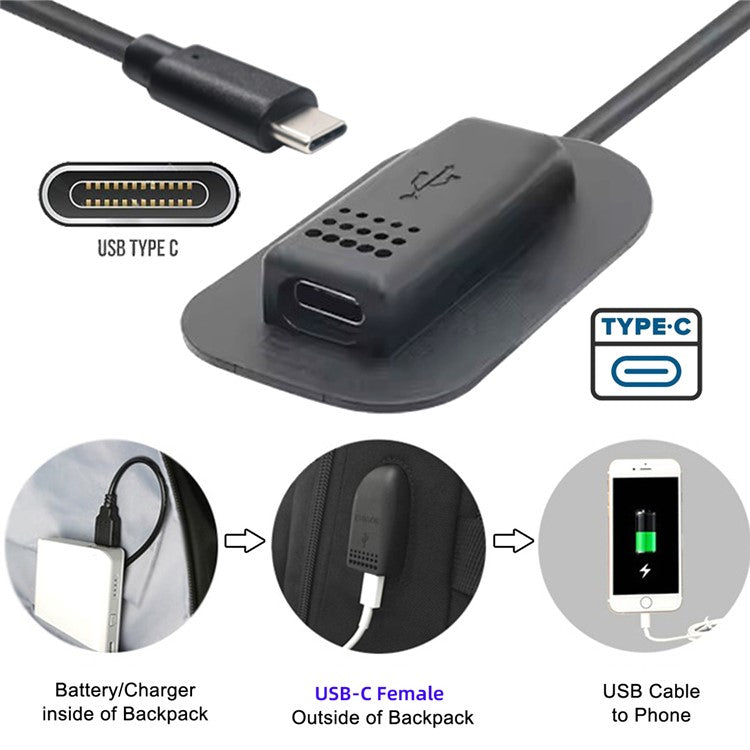 UC-172 USB-C 65W Type-C Male to Female Extension Cable for Outdoor Travel Camping Backpack Charging