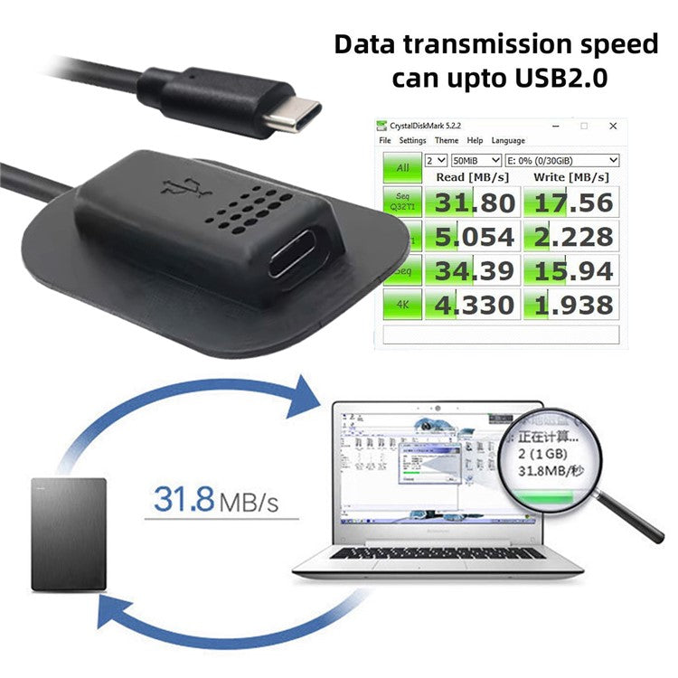 UC-172 USB-C 65W Type-C Male to Female Extension Cable for Outdoor Travel Camping Backpack Charging
