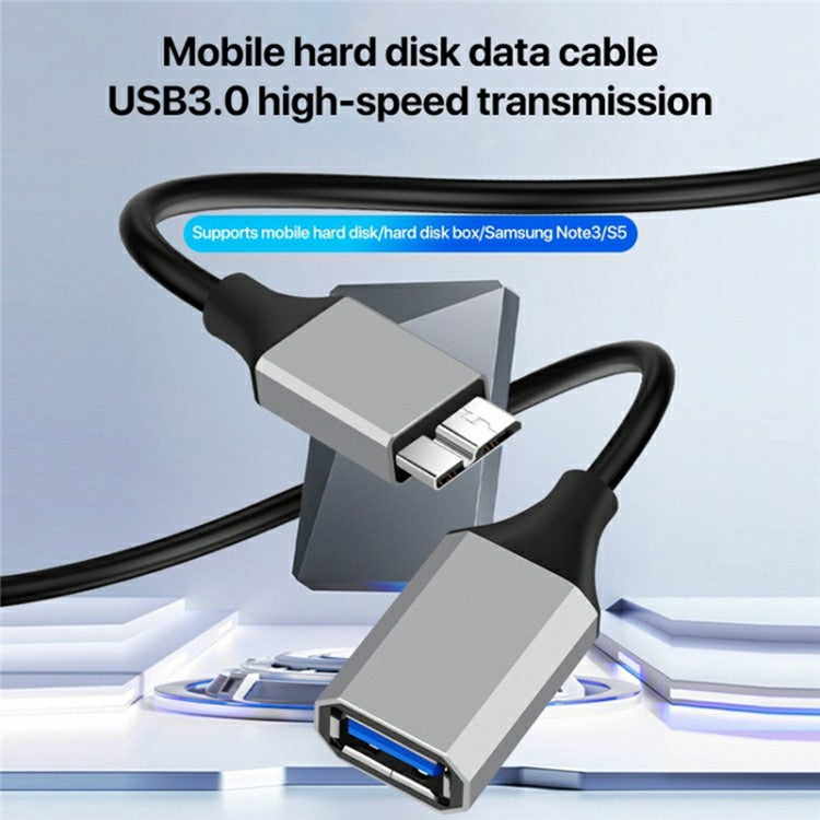0.2m Plug and Play USB-A 3.0 Female to Micro B High Speed Transmission Mobile Hard Disk Data Cable