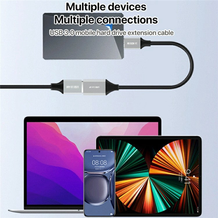 0.2m Plug and Play USB-A 3.0 Female to Micro B High Speed Transmission Mobile Hard Disk Data Cable