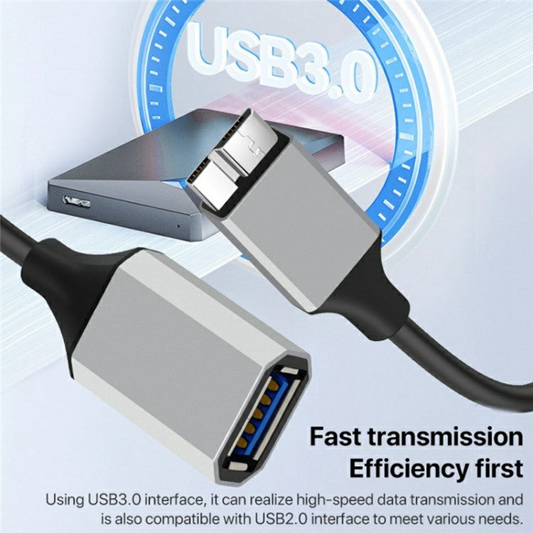 0.2m Plug and Play USB-A 3.0 Female to Micro B High Speed Transmission Mobile Hard Disk Data Cable