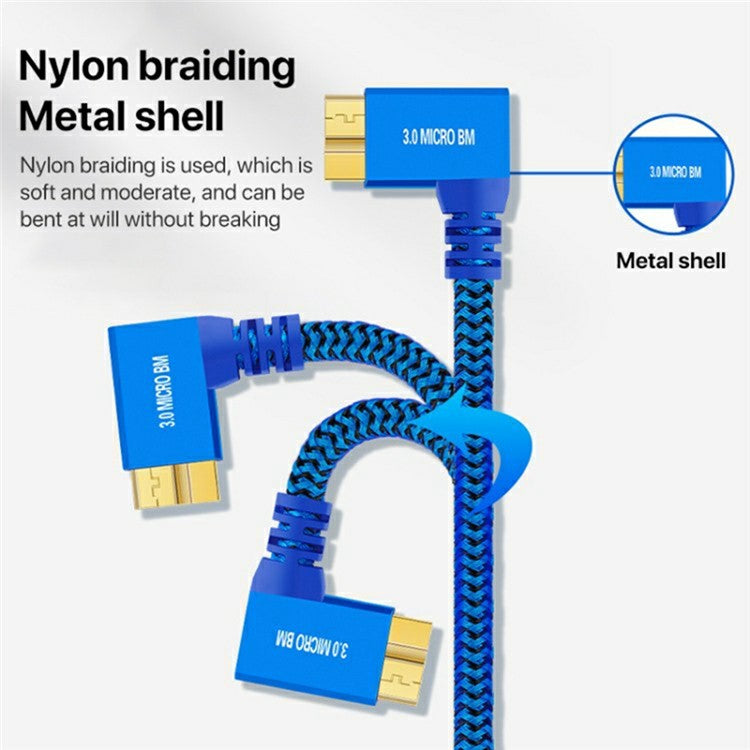 1m USB-A 3.0 to Micro B 3.0 Male to Male High-Speed Transmission Mobile Hard Disk Data Cable