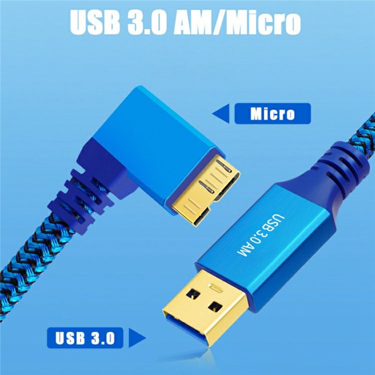 1m USB-A 3.0 to Micro B 3.0 Male to Male High-Speed Transmission Mobile Hard Disk Data Cable