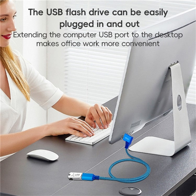 1m Right Angled USB 3.0 Male to Female High Speed Extension Cable for U Disk / Mouse / Keyboard