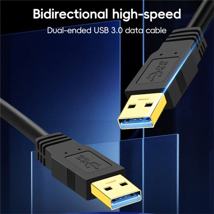 0.6m USB 3.0 Male to Male Mobile Hard Drive Box Data Cable Laptop Radiator Extension Cord, Black