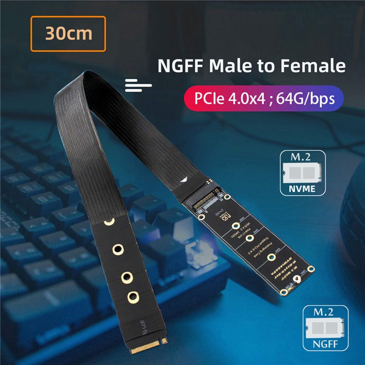 EP-050-BK NGFF M-Key NVME Male to Female Extension PCI Express Cable 30cm PCI-E 4.0 for Mainboard SSD 2280