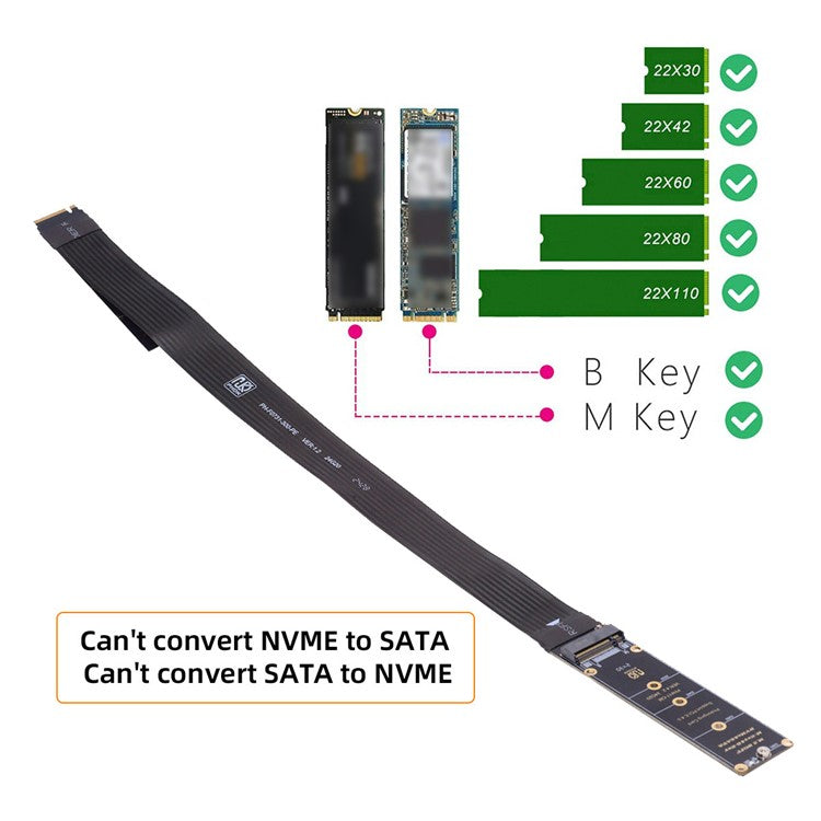 EP-050-BK NGFF M-Key NVME Male to Female Extension PCI Express Cable 30cm PCI-E 4.0 for Mainboard SSD 2280