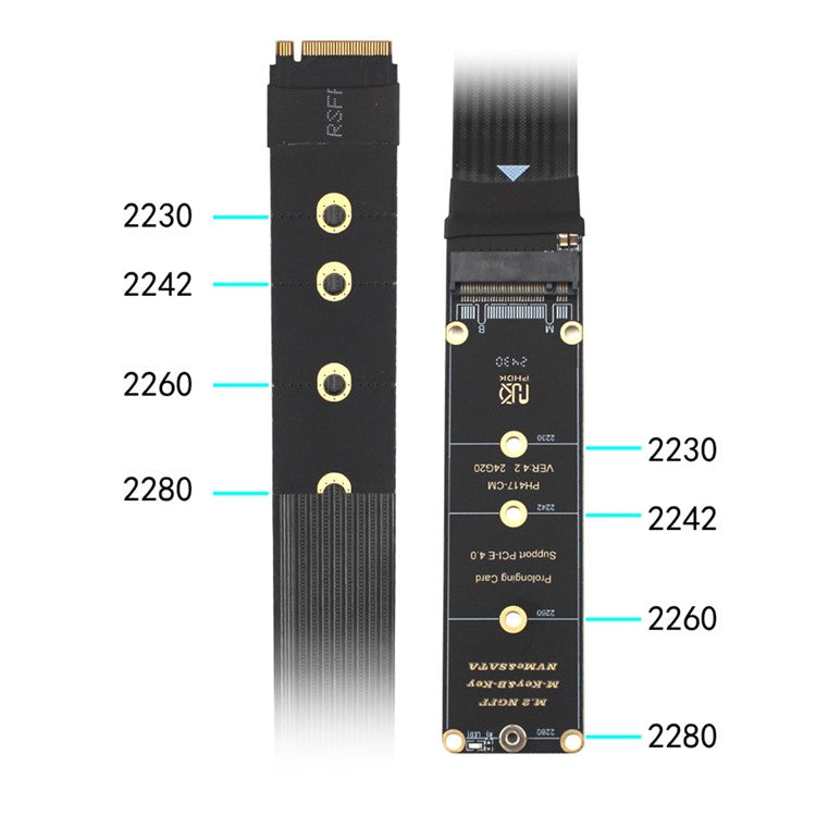 EP-050-BK NGFF M-Key NVME Male to Female Extension PCI Express Cable 30cm PCI-E 4.0 for Mainboard SSD 2280