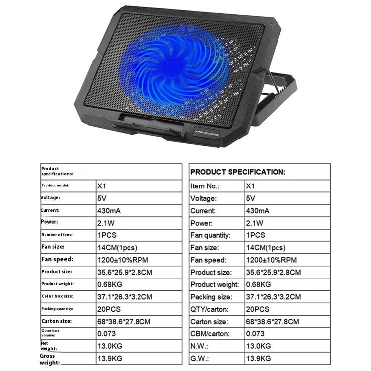 X1 Adjustable Height Laptop Cooling Pad Router Notebook Cooler Stand Fan Base