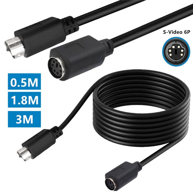 1.8m Mini DIN 6 Pin Cable Male to Female Straight Head Copper Core Extension Cord