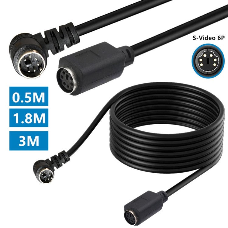 Mini DIN 6 Pin Cable 1.8 Meter Male to Female Right Angle Connector Copper Core Extension Cord