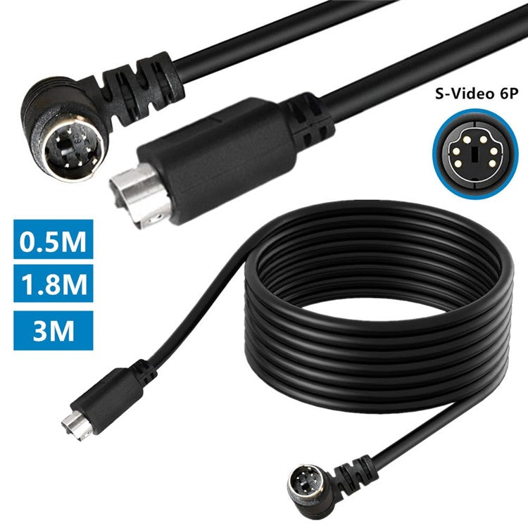 Mini DIN 6 Pin Cable 1.8 Meter Male Right Angle to Male Straight Connector Copper Core Extension Cord
