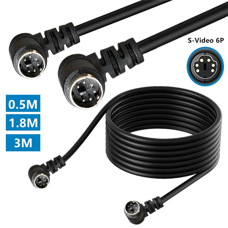 Mini DIN 6 Pin Cable 1.8 Meter Male to Male Double Right Angle Connector Copper Core Extension Cord