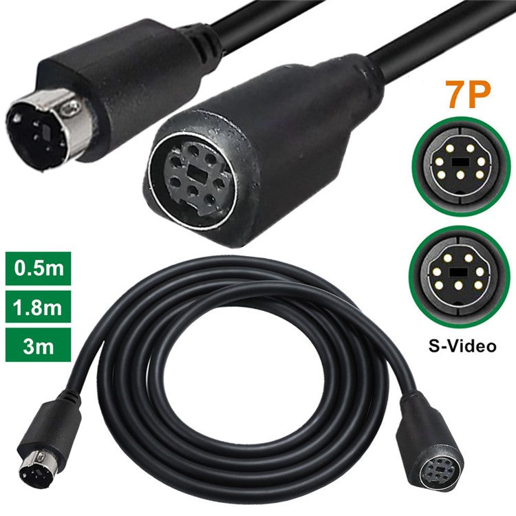 Mini DIN 7 Pin Cable 3 Meter Male to Female Straight Connector Copper Core Extension Cord