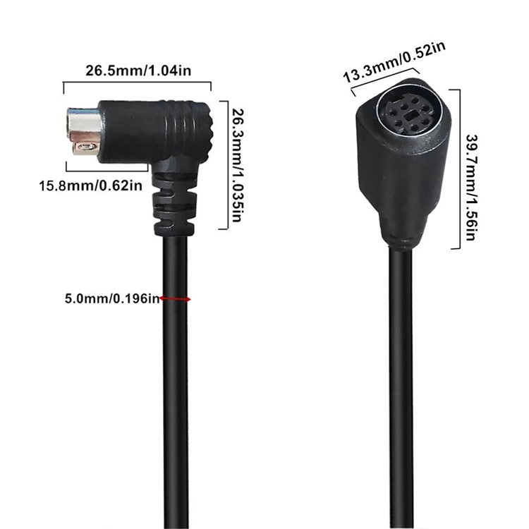 0.5m Mini DIN 7 Pin Cable Elbow Male to Female Computer Game System Extension Cord