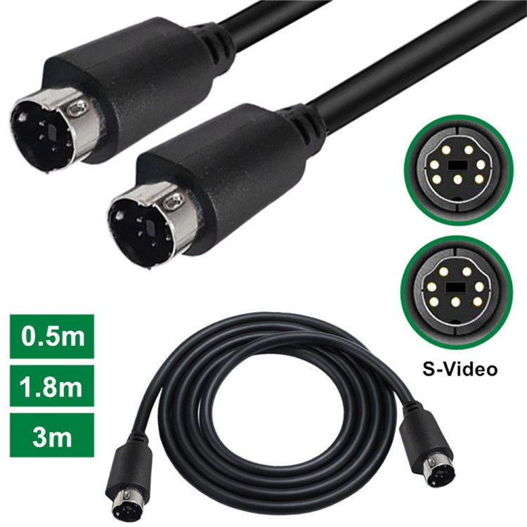 1.8m Mini DIN 7 Pin S-Video Cable Straight Male to Male Audio Video Transfer Cord