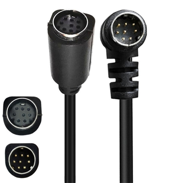 1.8m DIN 8 Pin Male to Female S Video Cable Angled Connector Audio Video Cord for Set Top Box