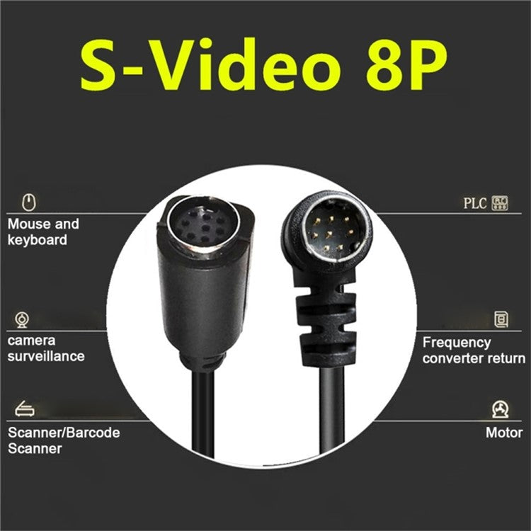 0.5m DIN 8 Pin Male to Female S Video Cable Angled Connector Audio Video Cord for Set Top Box - Black