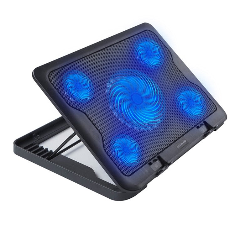 N137 Desktop 5 Cooling Fan Notebook Computer Cooling Pad Laptop Cooler with Adjustable Stand Function for Gaming Working