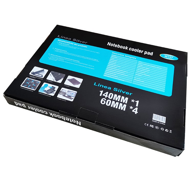 N137 Desktop 5 Cooling Fan Notebook Computer Cooling Pad Laptop Cooler with Adjustable Stand Function for Gaming Working