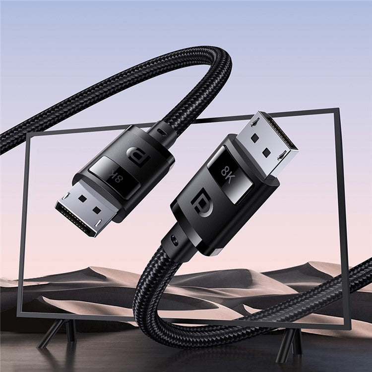 BASEUS 1.5m Nylon Braided DisplayPort Connection Cable DP 8K to DP 8K Male Connector Line for Sync Monitors / Displays - Black
