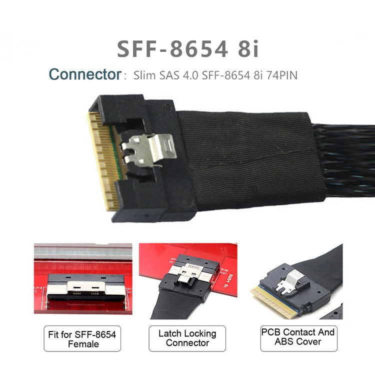 SF-076-0.5M Oculink PCI-E PCI-Express SFF-8611 8i to SFF-8654 8i 8x Slimline SSD Data Active Cable