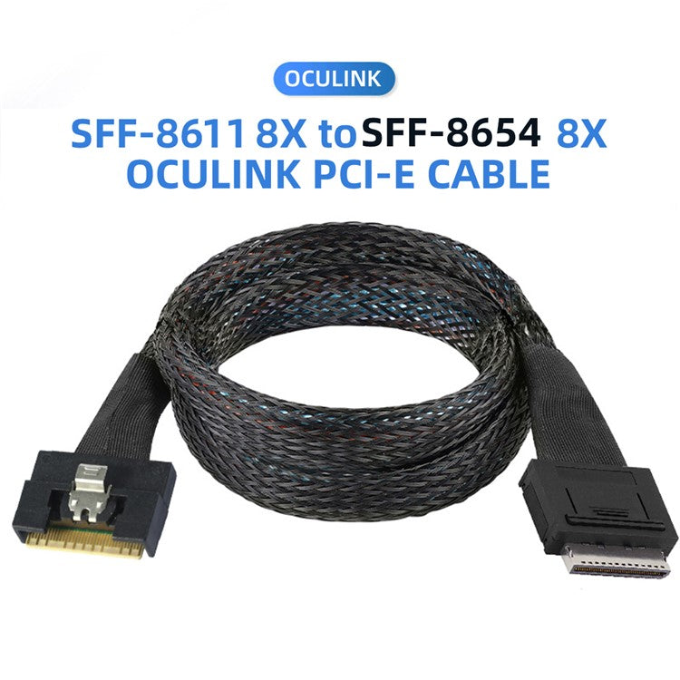 SF-076-0.5M Oculink PCI-E PCI-Express SFF-8611 8i to SFF-8654 8i 8x Slimline SSD Data Active Cable