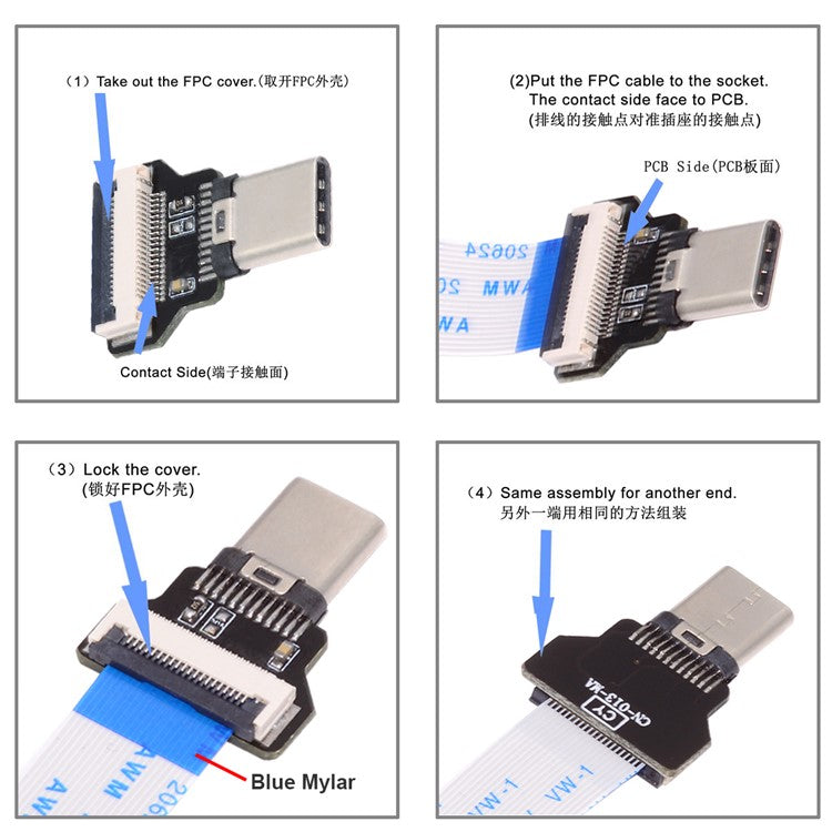 UC-019-CM CN-008-OTG / CN-009-0.13M / CN-013-MA OTG USB-C Type-C Male Host to Type-C Male Target Data Flat Slim FPC Cable