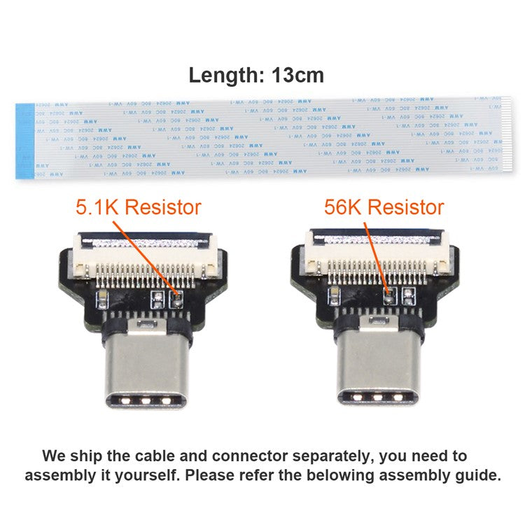 UC-019-CM CN-008-OTG / CN-009-0.13M / CN-013-MA OTG USB-C Type-C Male Host to Type-C Male Target Data Flat Slim FPC Cable