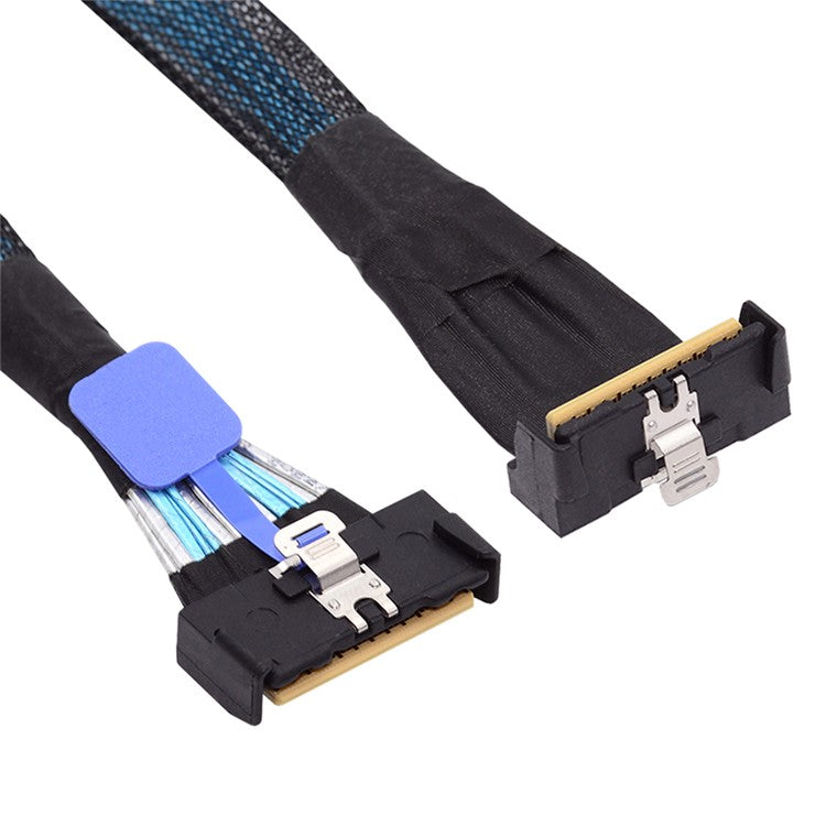 SF-063-UP 35cm PCI-E 5.0 Mini Cool Edge IO MCIO Angled PCI-E Slimline SAS 8i 74Pin Male to MCIO 74Pin Male Extender Cable