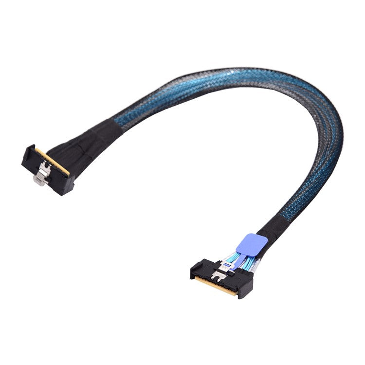 SF-063-UP 35cm PCI-E 5.0 Mini Cool Edge IO MCIO Angled PCI-E Slimline SAS 8i 74Pin Male to MCIO 74Pin Male Extender Cable