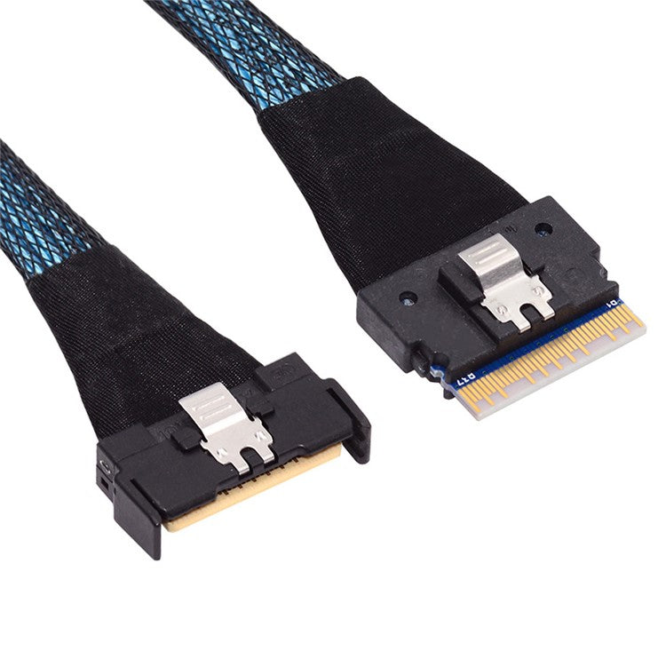 SF-075-BK 50cm PCI-E 5.0 Mini Cool Edge IO MCIO PCI-E Slimline 8i 74Pin Male to SFF-8654 SAS 4.0 74Pin Male Extender Cable