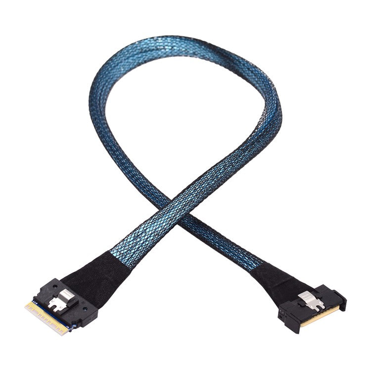 SF-075-BK 50cm PCI-E 5.0 Mini Cool Edge IO MCIO PCI-E Slimline 8i 74Pin Male to SFF-8654 SAS 4.0 74Pin Male Extender Cable