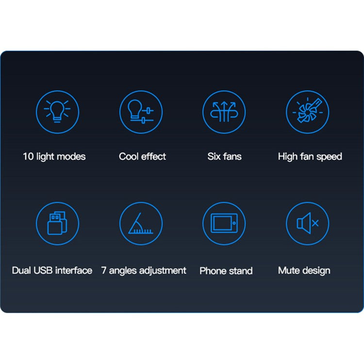 COOLCOLD F5 15.6-inch Laptop Cooling Base RGB Light Height Adjustable Notebook Cooler Stand with 2 USB Ports - Black / Red