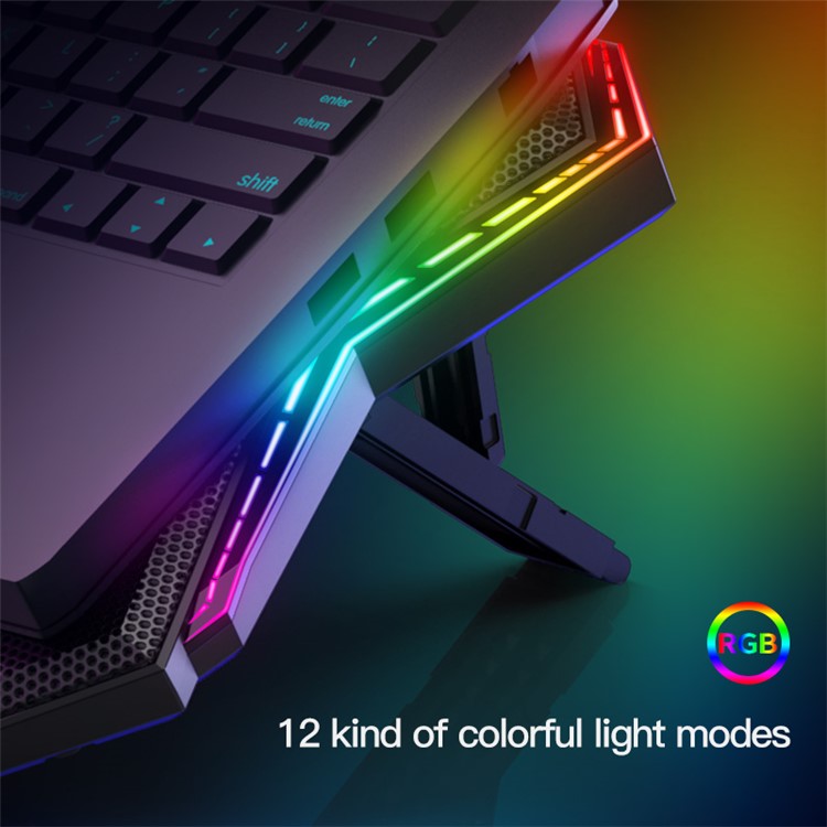 COOLCOLD Ice Magic 6 Laptop Cooling Base RGB Light Height Adjustable Notebook Cooler Stand