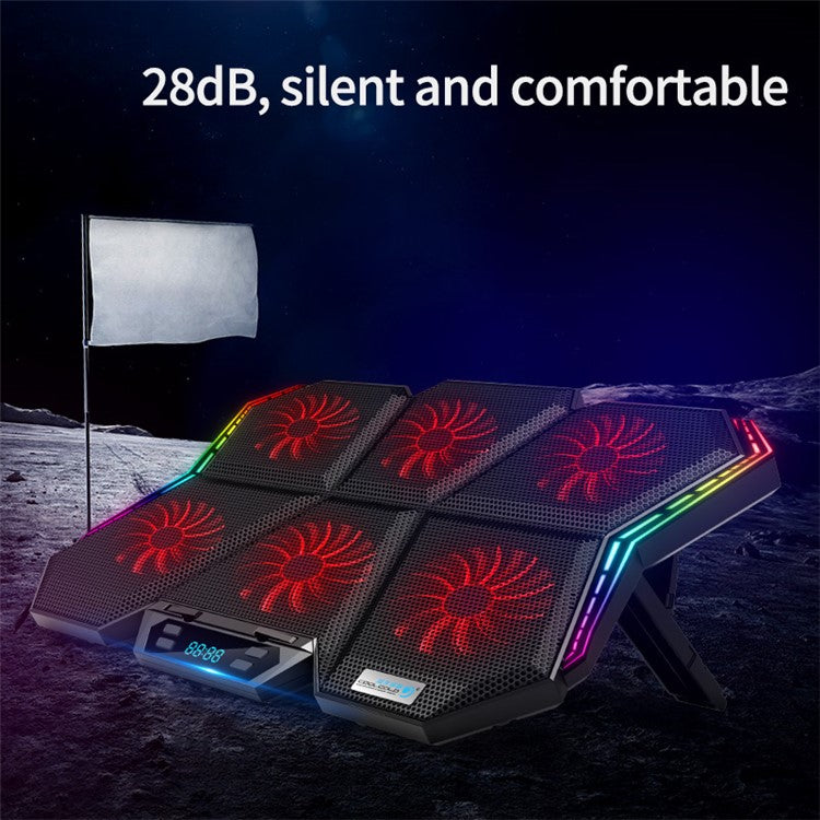 COOLCOLD Ice Magic 6 Laptop Cooling Base RGB Light Height Adjustable Notebook Cooler Stand