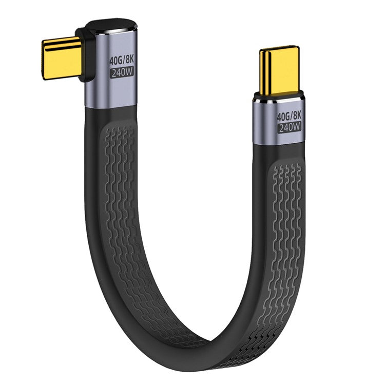 UC-002-0.13R 13cm Right Angled 240W Type-C Male to Male USB4 40Gbps 100W 8K Flat FPC Data Cable for Laptop Phone