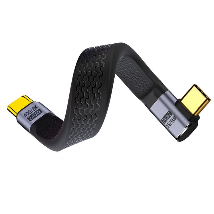 UC-002-0.13R 13cm Right Angled 240W Type-C Male to Male USB4 40Gbps 100W 8K Flat FPC Data Cable for Laptop Phone