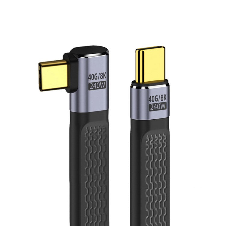 UC-002-0.13R 13cm Right Angled 240W Type-C Male to Male USB4 40Gbps 100W 8K Flat FPC Data Cable for Laptop Phone