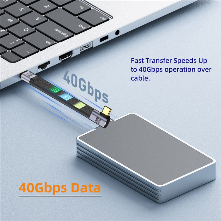 UC-002-0.13R 13cm Right Angled 240W Type-C Male to Male USB4 40Gbps 100W 8K Flat FPC Data Cable for Laptop Phone