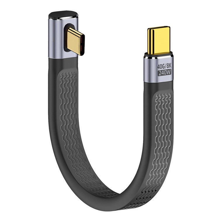 UC-002-0.13L 13cm Low Profile Angled 240W Type-C Male to Male USB4 40Gbps 100W 8K Flat FPC Data Cable for Laptop Phone