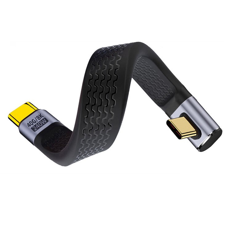UC-002-0.13L 13cm Low Profile Angled 240W Type-C Male to Male USB4 40Gbps 100W 8K Flat FPC Data Cable for Laptop Phone